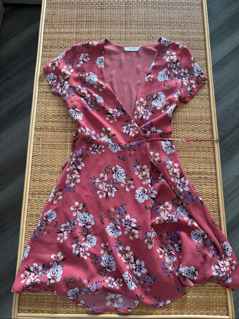Nordstrom Rose-Pink Floral Wrap Mini Dress